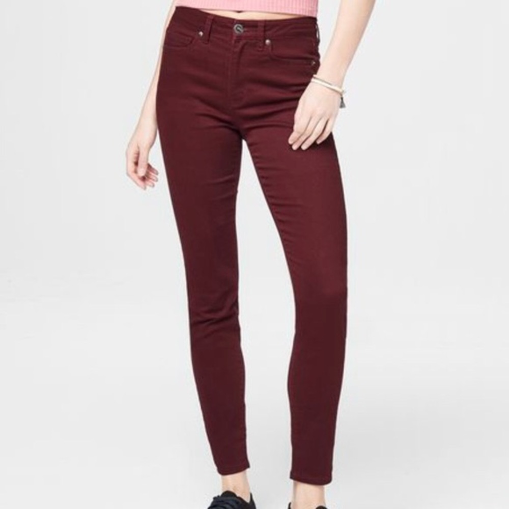 Aeropostale High Waisted Skinny Burgundy Jeggings - Picture 1 of 16